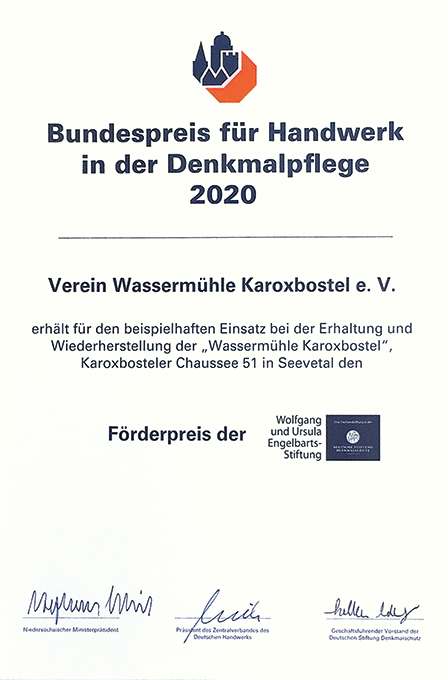 Read more about the article Sonderpreis des  Bundespreises des Handwerks in der Denkmalpflege
